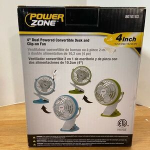 Power Zone 4" Dual Powered Convertible Fan